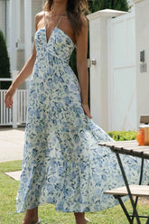 Printed Halter Neck Cami Dress OutfitFlow
